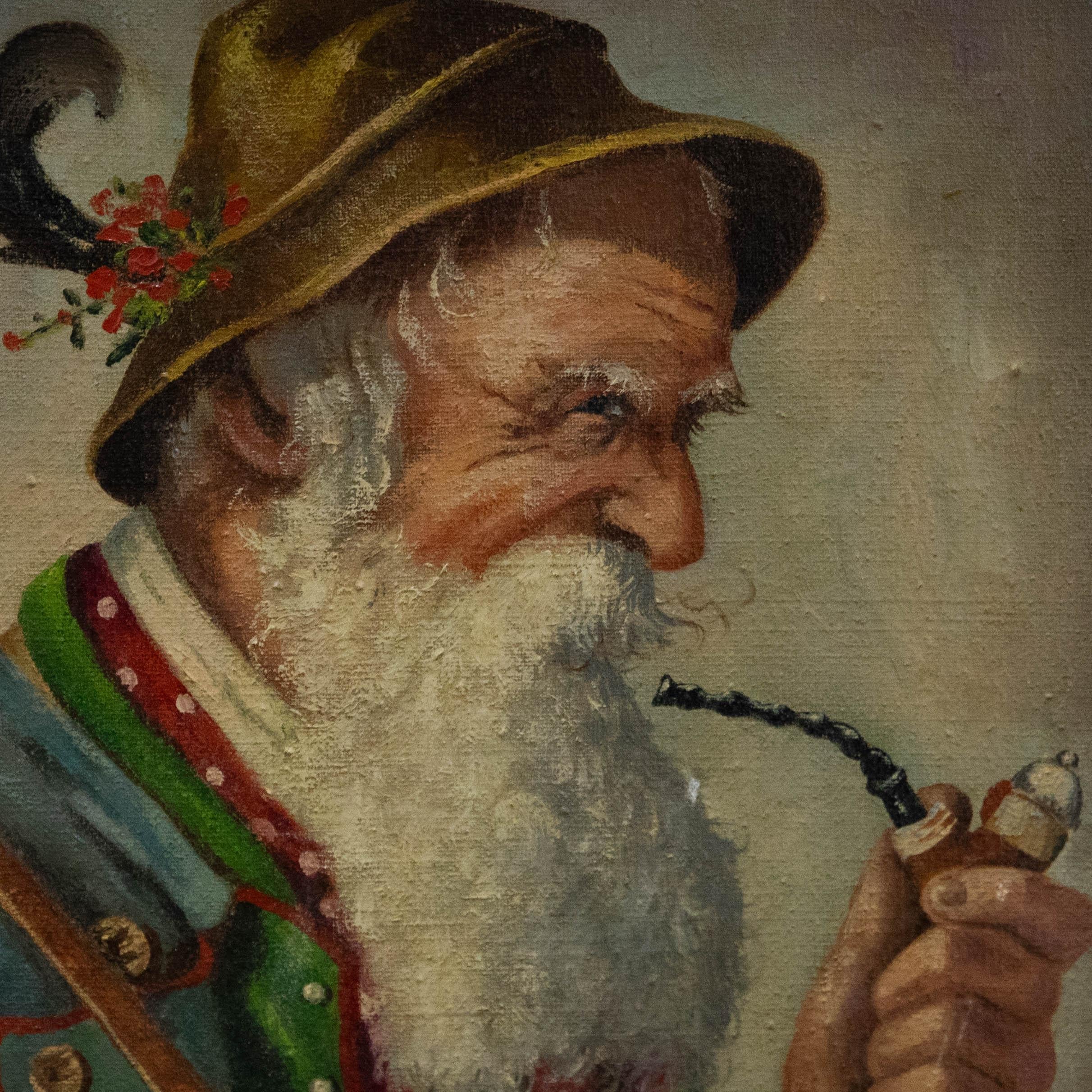 William Harisch (1914-1967) - 1951 Oil, Bavarian Pipe Smoker For Sale 1