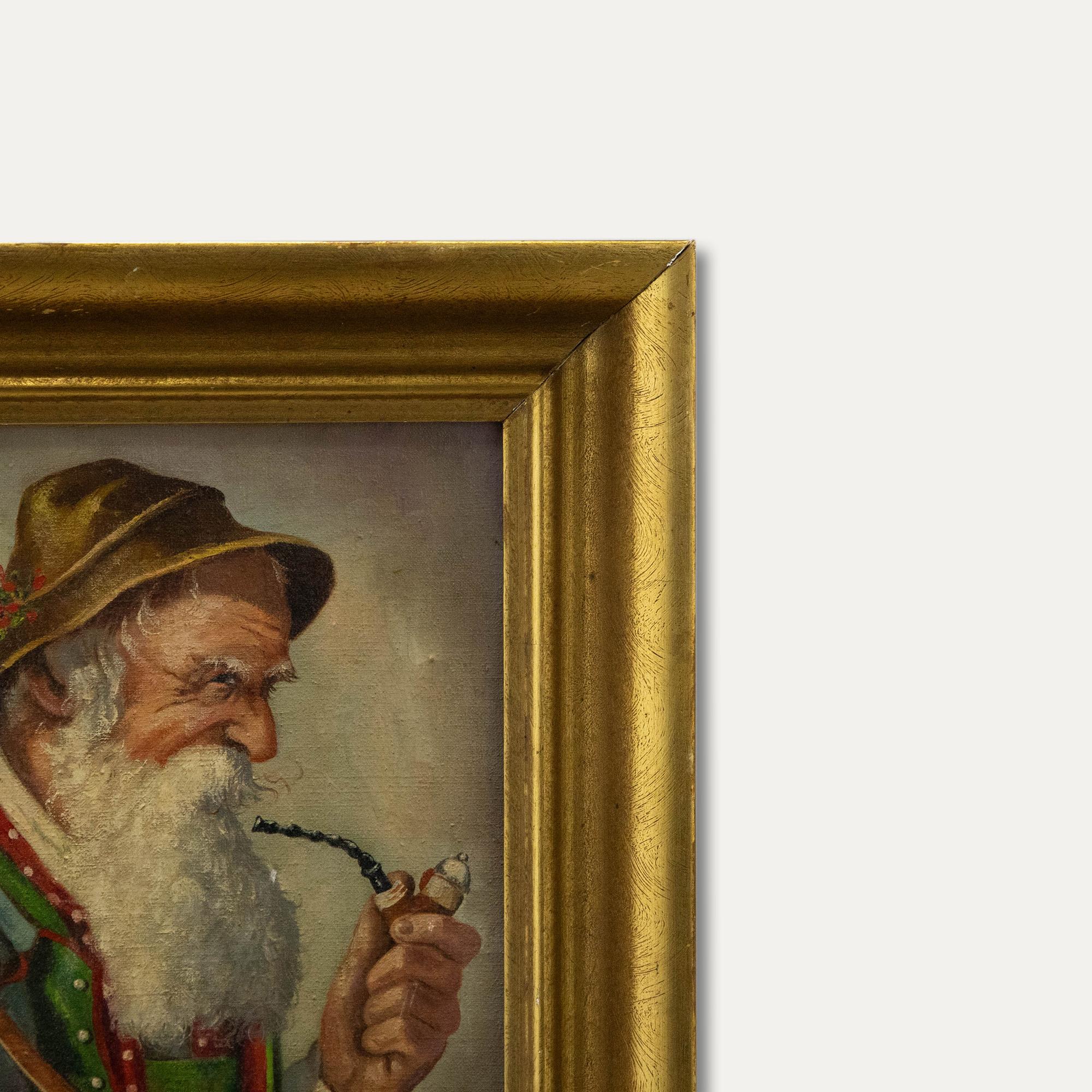 William Harisch (1914-1967) - 1951 Oil, Bavarian Pipe Smoker For Sale 2