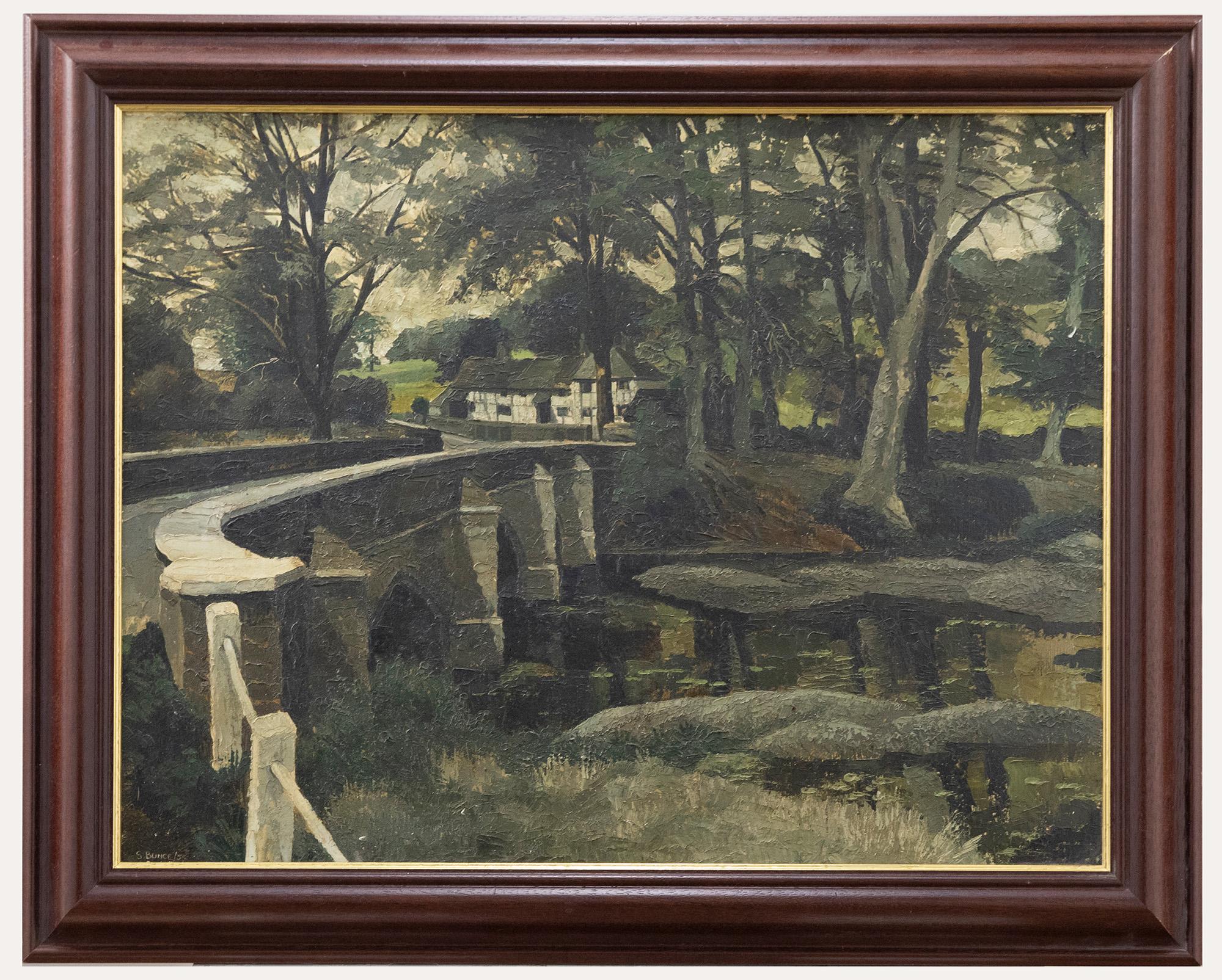 Unknown Landscape Painting - William Harold Stephen Bunce (1920-1995) - 1955 Oil, Tudor House on the Bridge