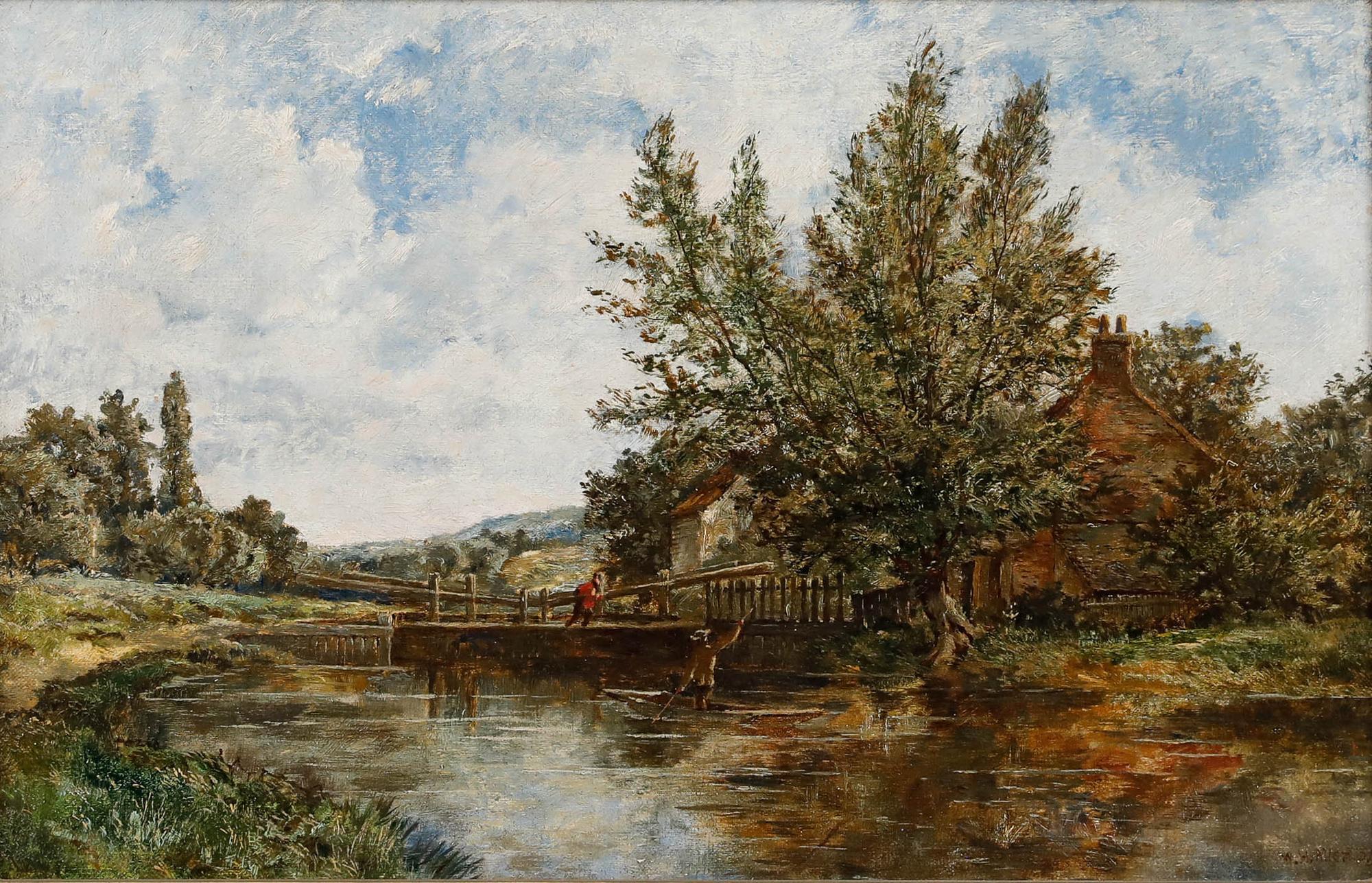 William Herbert Allen (1863-1943) - Óleo enmarcado, En la puerta de la esclusa - Painting de Unknown