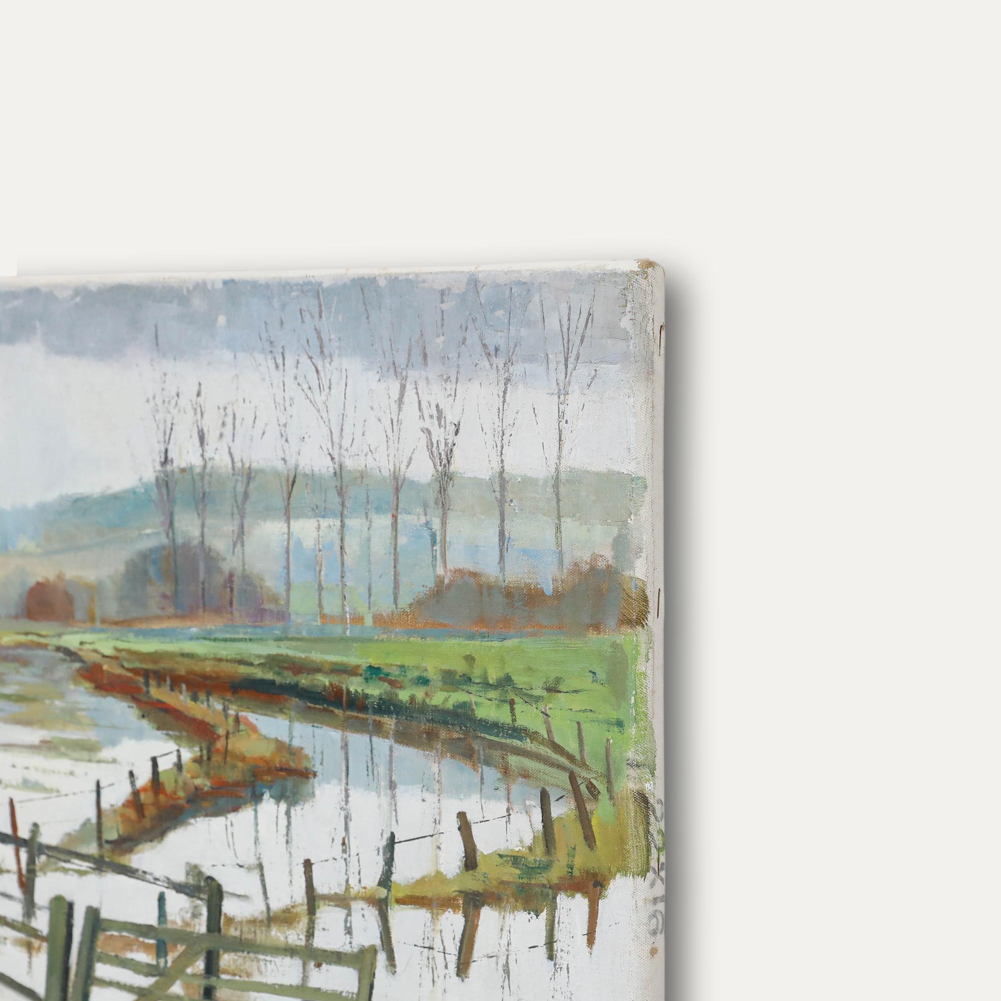 William J. Dowsett - Mid 20th Century Oil, Flooded Fields For Sale 1