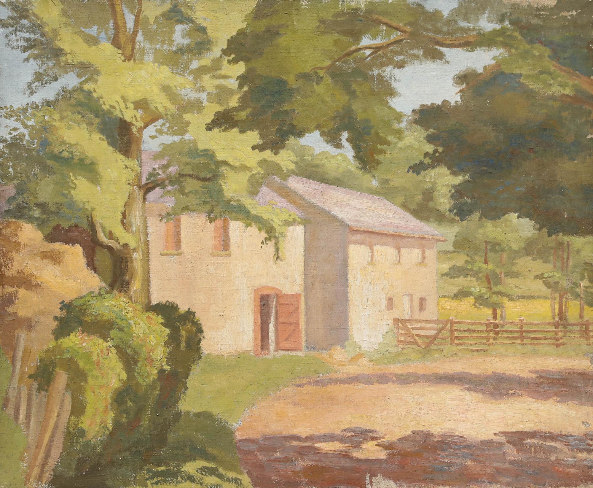 William John Botten Jenkins (1912-1994) - Öl, Das Bauernhaus im Sommer – Painting von Unknown