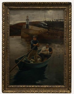 Antique William John Wainwright after Stanhope Forbes  - 1885 Oil, The Lighthouse