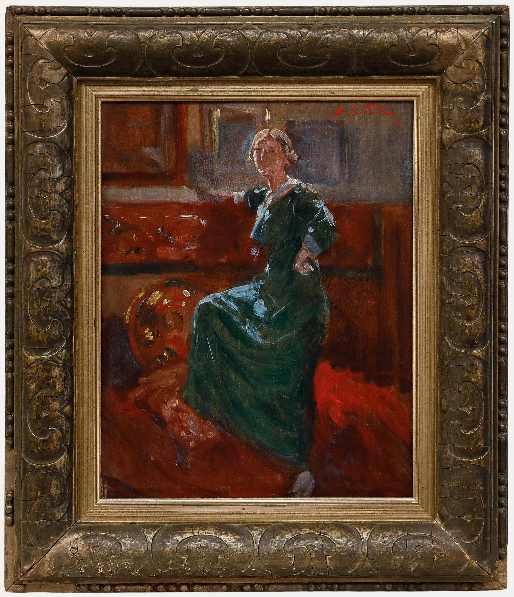 Unknown Portrait Painting - William Mainwaring Palin (1862-1947) - Framed Oil, Portrait of Edith Sitwell