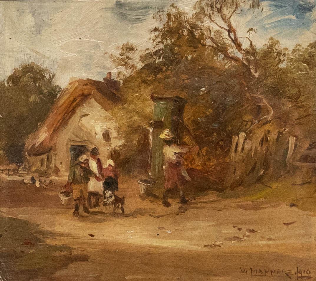 William Manners (1860-1930) - Gerahmtes Ölgemälde, The Village Water Pump – Painting von Unknown