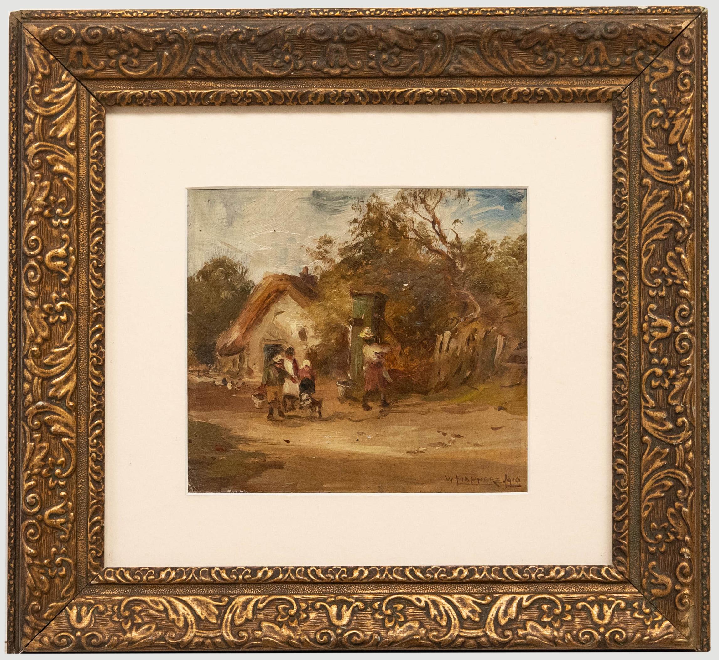 William Manners (1860-1930) - Huile encadrée, La pompe à eau du village