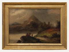 William Matthew Hale (1849-1929)- Óleo enmarcado de finales del siglo XIX, Pesca junto al lago