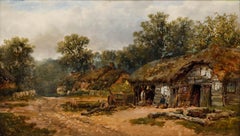 William Pitts (1851-1890) - Olio del 1876 incorniciato, Radway sotto I. Hill