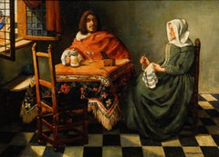 William Ralph E. Goodrich (1887-1956) d'après Vermeer - Huile, verre à vin