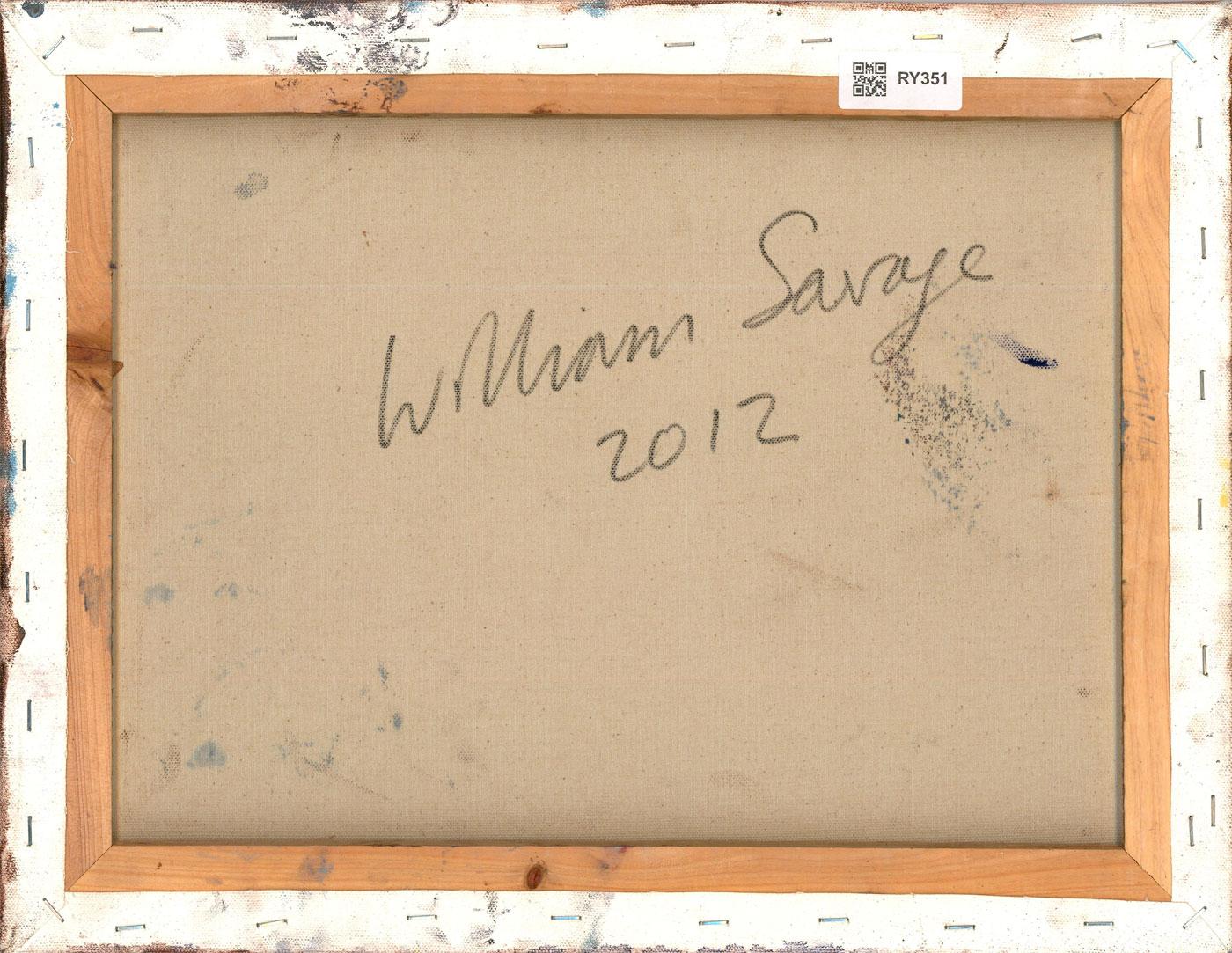 William Savage - Zeitgenössisches Öl, Iris mit Rosen – Painting von Unknown