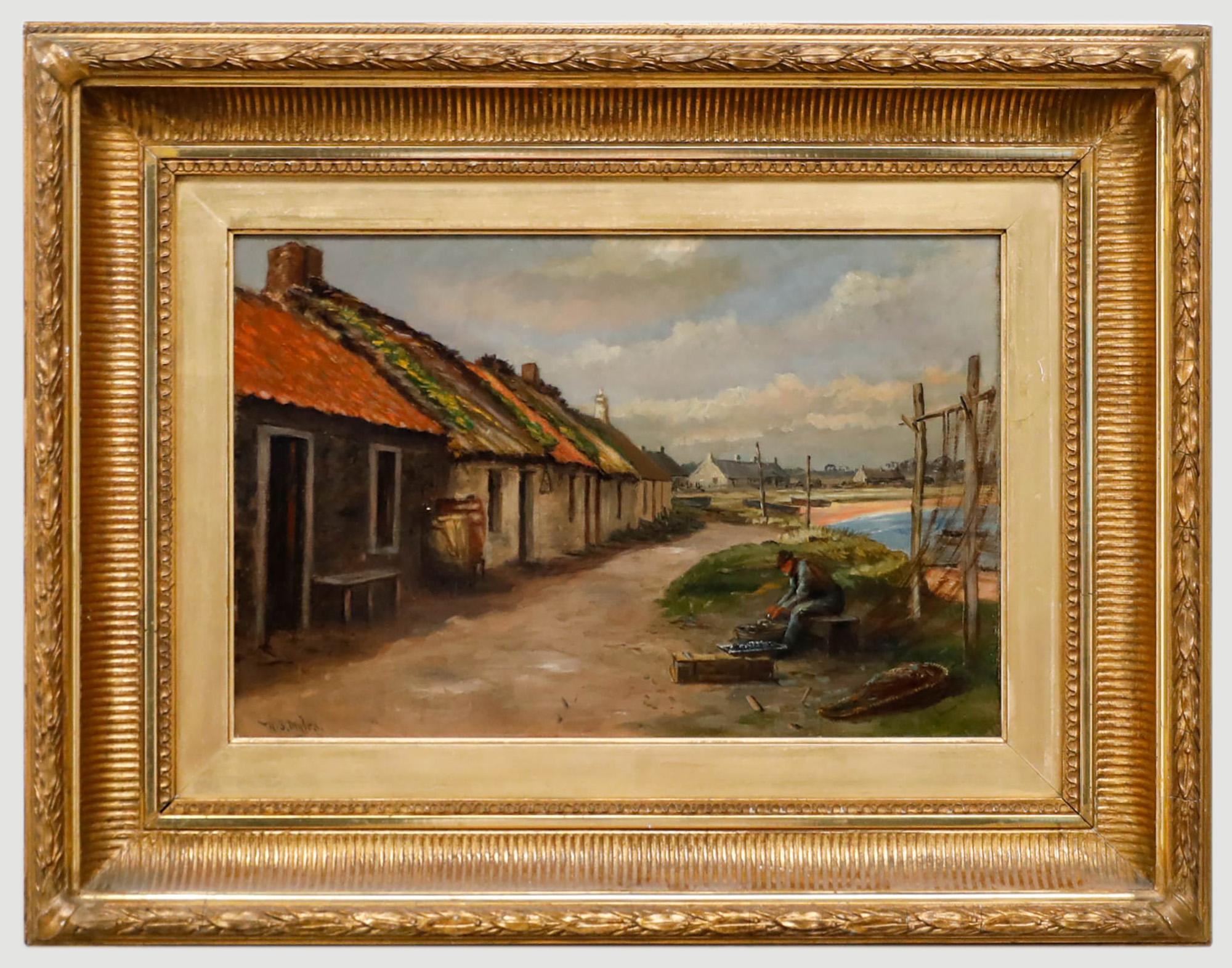 William Scott Myles (1850-1911) - Huile, Un pêcheur avec sa prise