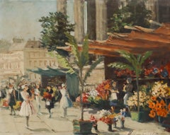 William Scudder - Framed Mid 20th Century Oil, Flower Walk, Paris