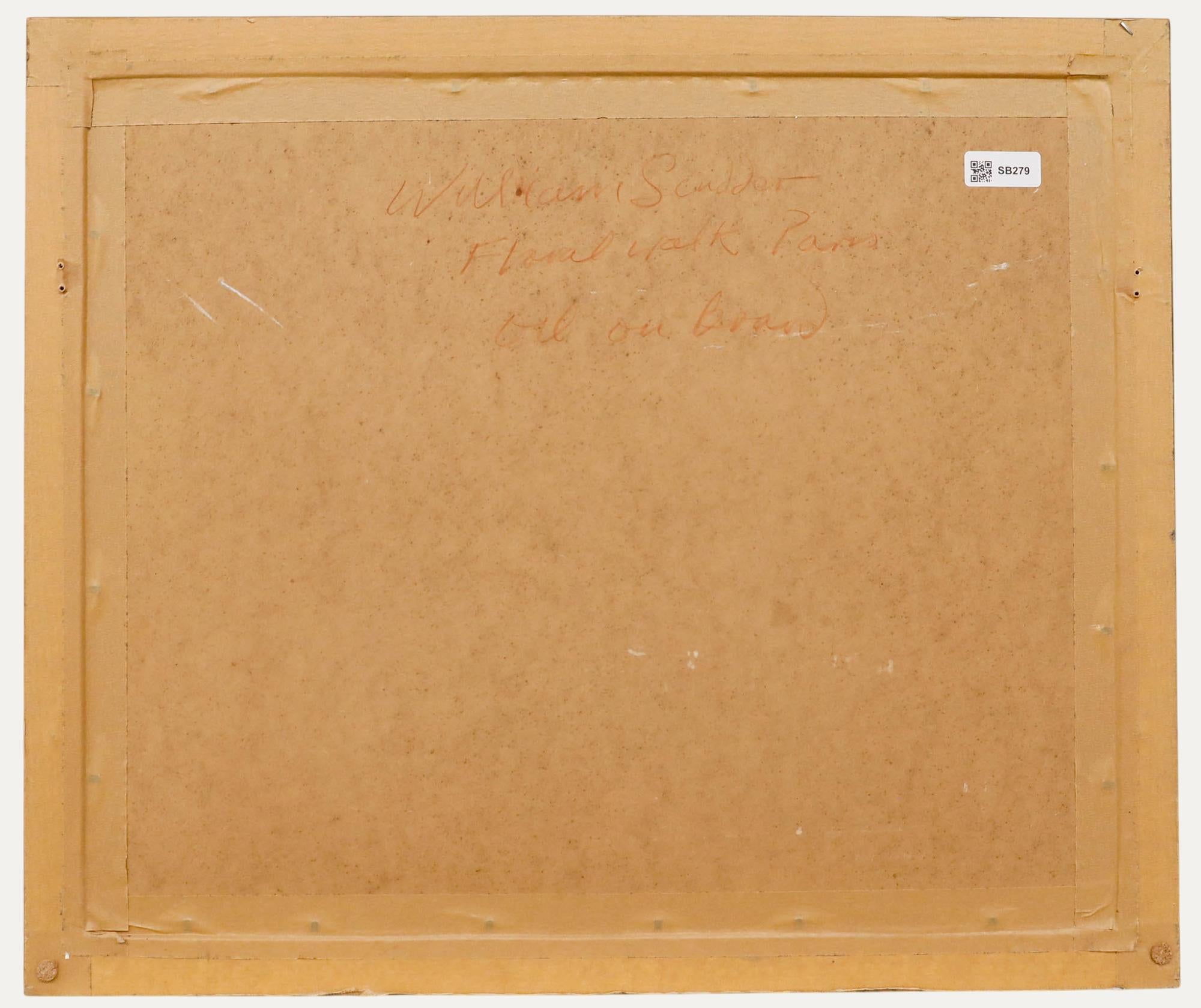 William Scudder - Huile encadrée du milieu du 20e siècle, Promenade des fleurs, Paris - Marron Landscape Painting par Unknown