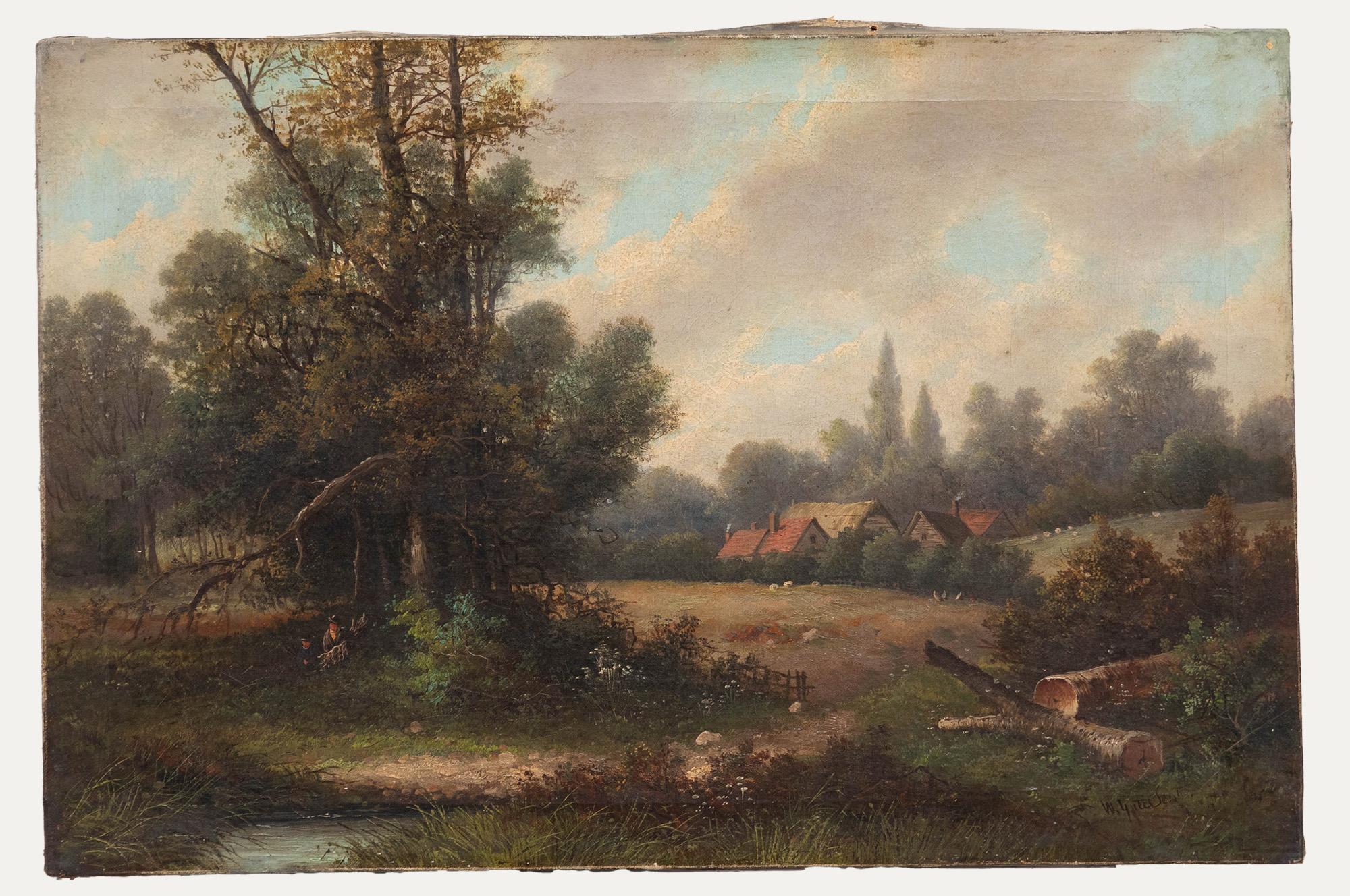 William Yates Snr  - 19th Century Oil, Woodland Farm - Painting by Unknown