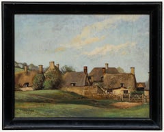 Willis K. Hudson - Gerahmtes Öl aus der Mitte des 20. Jahrhunderts, Strohgedeckte Cottages