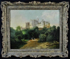 Windsor Castle - 18th Century English Wooded Landscape Antique Oil Painting