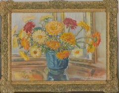 Vintage Winnifred A.E. Hendry - Fine Early 20th Century Oil, Marigolds and Zinnias