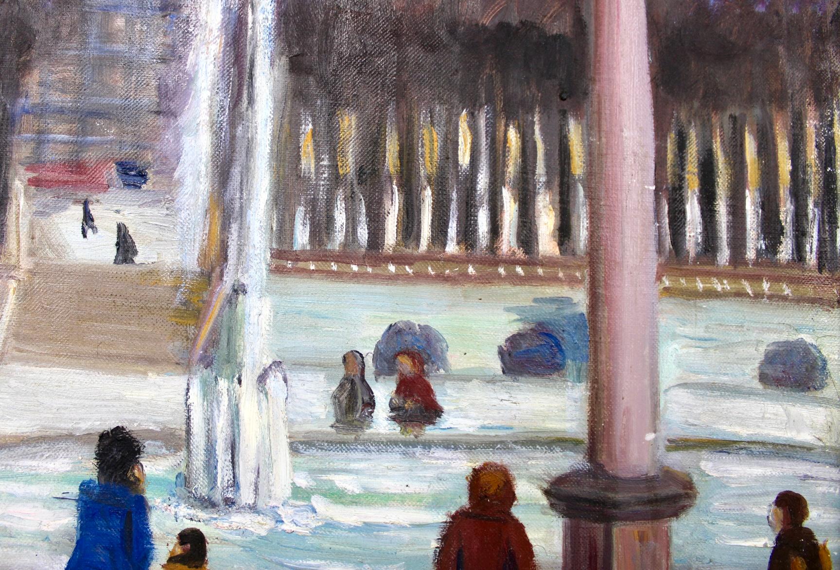 Winter in Paris, Original Vintage-Ölgemälde auf Leinwand, Französisch-impressionistischer Stil, Original (Impressionismus), Painting, von Unknown