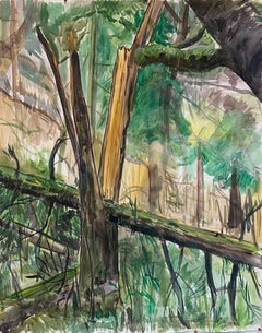 Winter Split Tree, Watercolor on Paper Painting by Daniel Duford, 2023