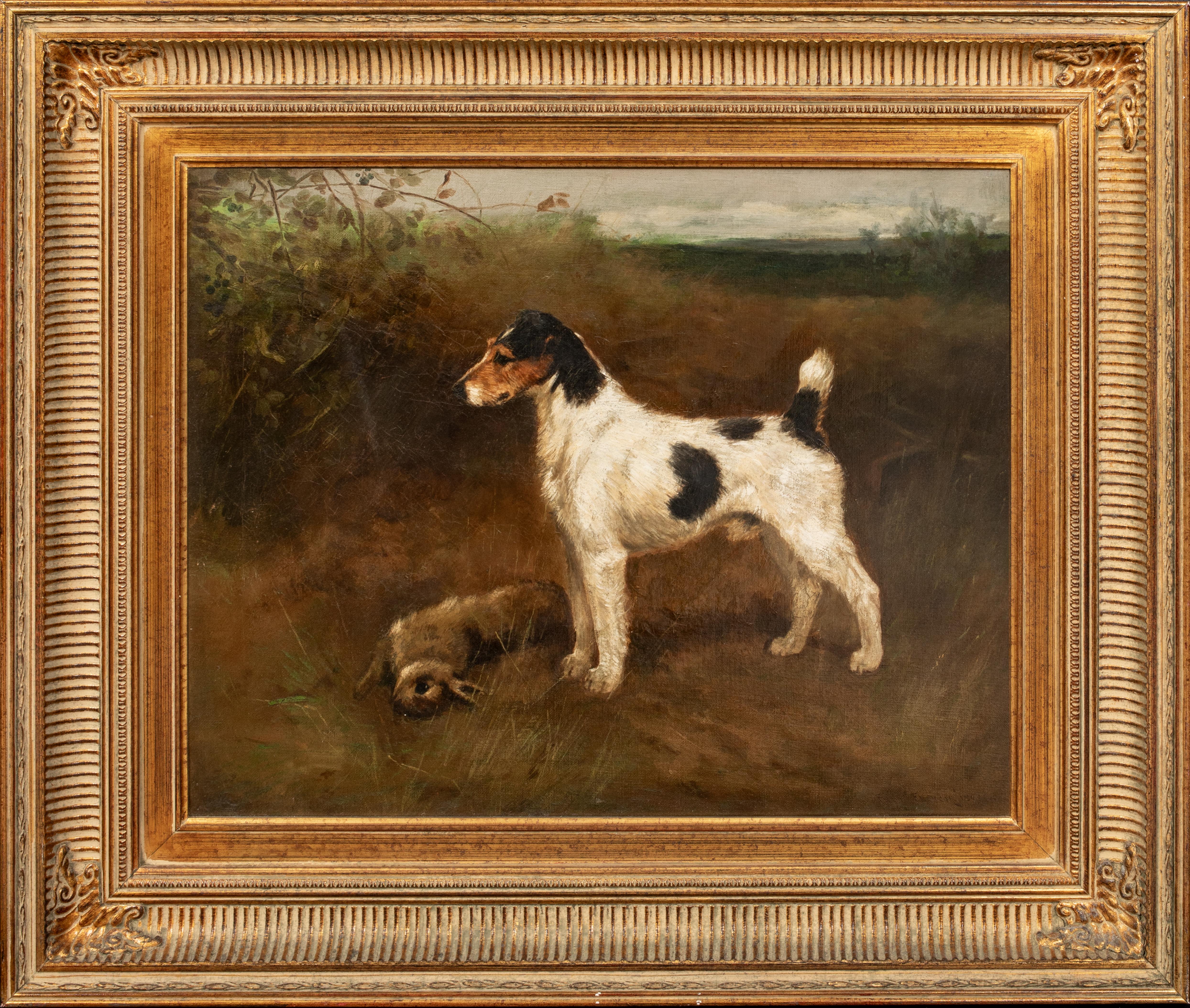 Unknown Animal Painting – Foxterrier-Hund aus Draht, 19. Jahrhundert   von FREDERICK FRENCH (1860-1916)