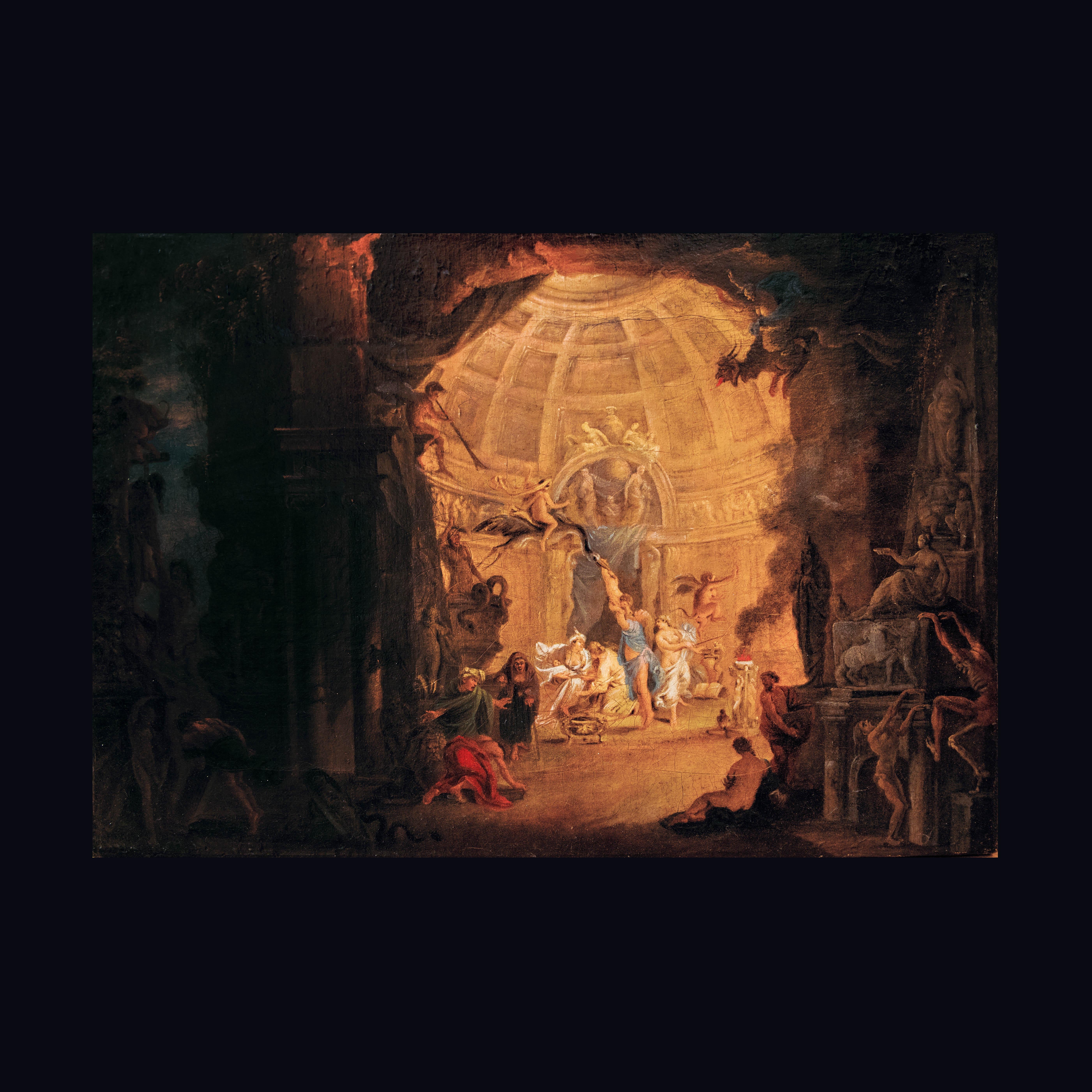 Witchcraft scene — French painting, 
18th century, oil on canvas
cm 50x35