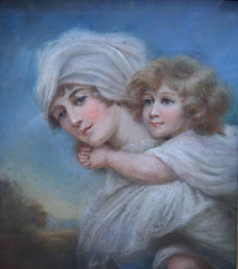 Unknown - Woman and Child - Old Master Regency portrait painting Mother