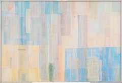 Peinture à l'huile abstraite américaine moderniste encadrée, signée par une artiste