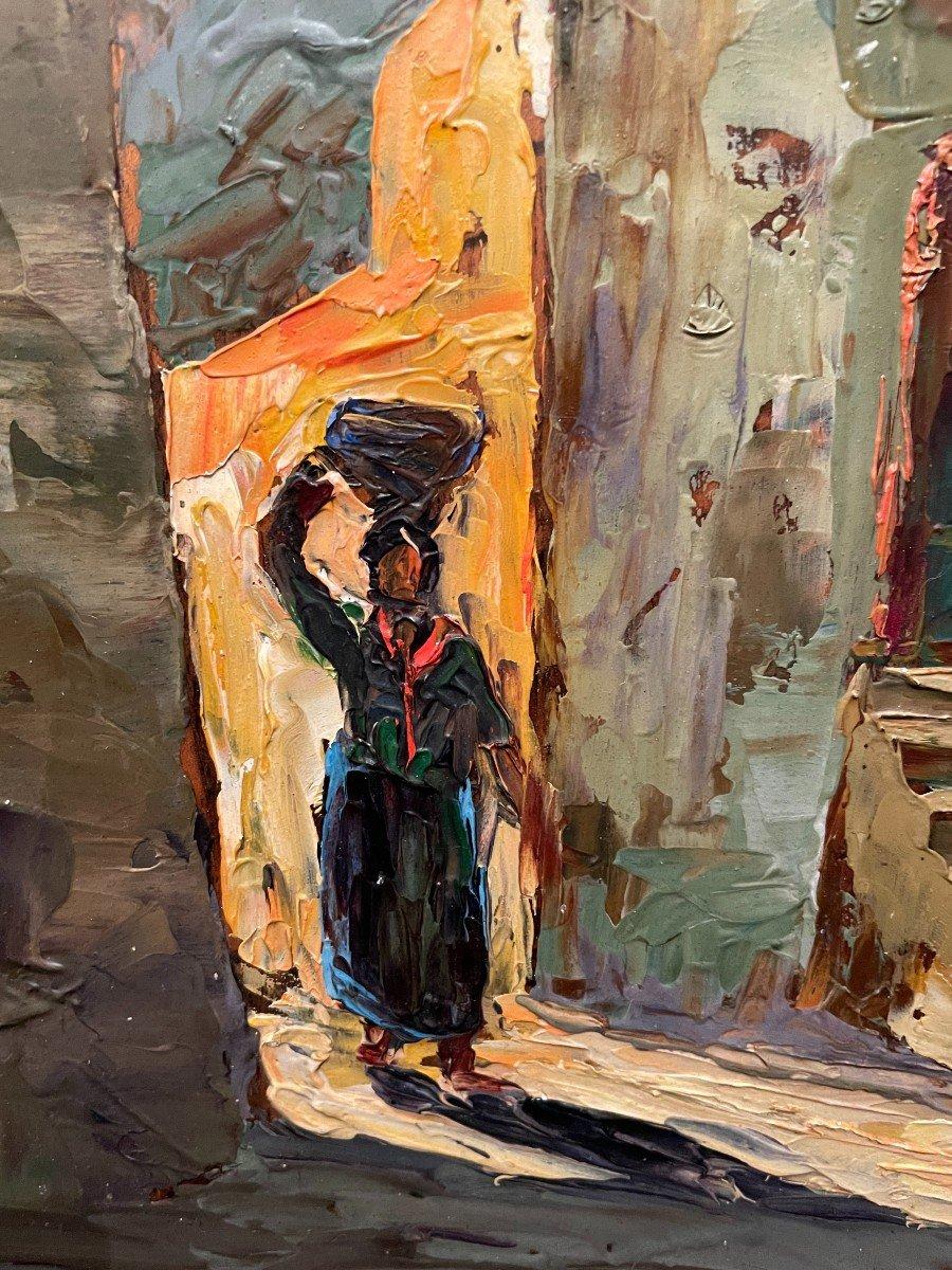 Mujer cargando agua, Pintura orientalista original, Artista francés en venta 1
