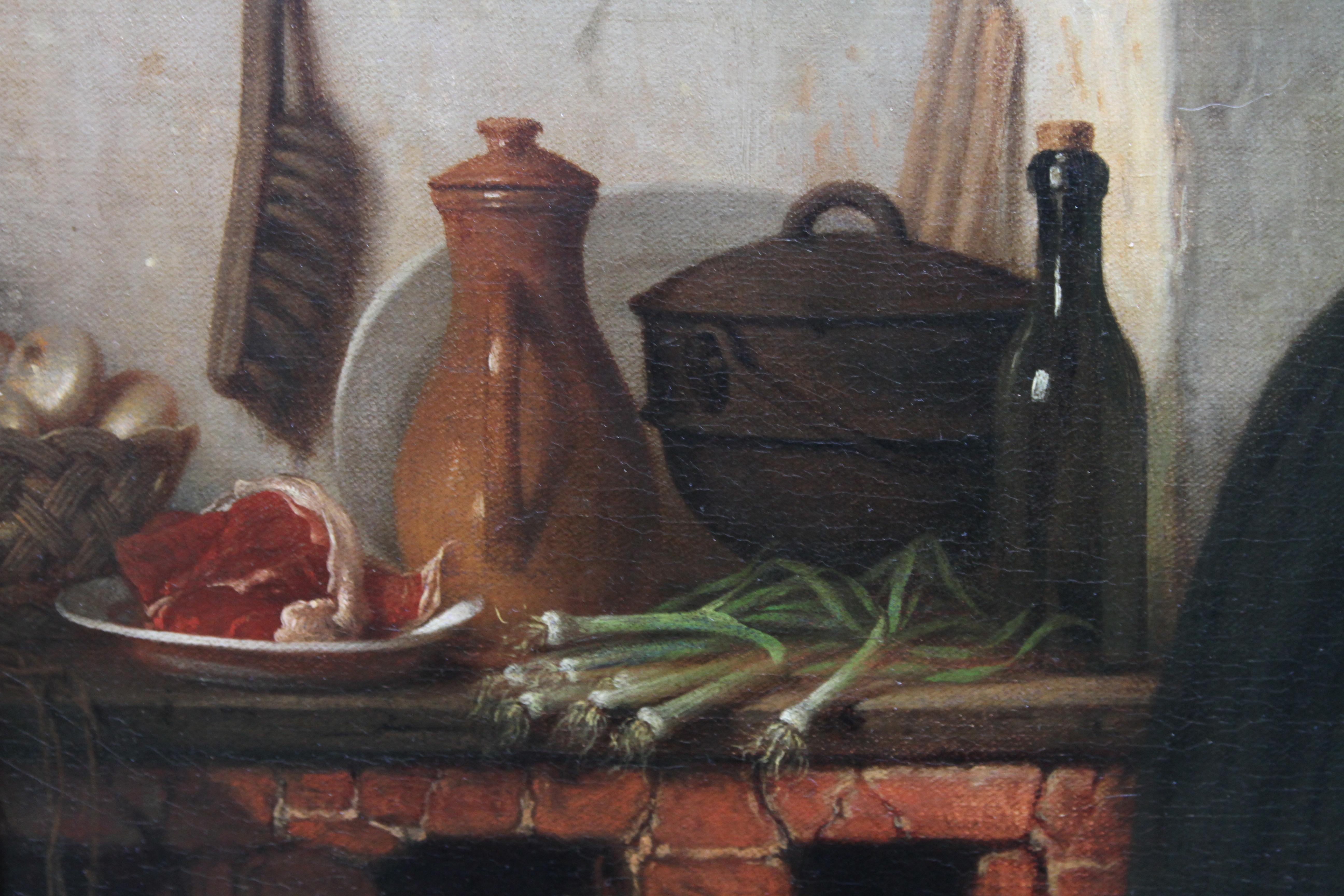 Woman Cooking in a Cottage Interior - Dutch Victorian genre art oil painting 3