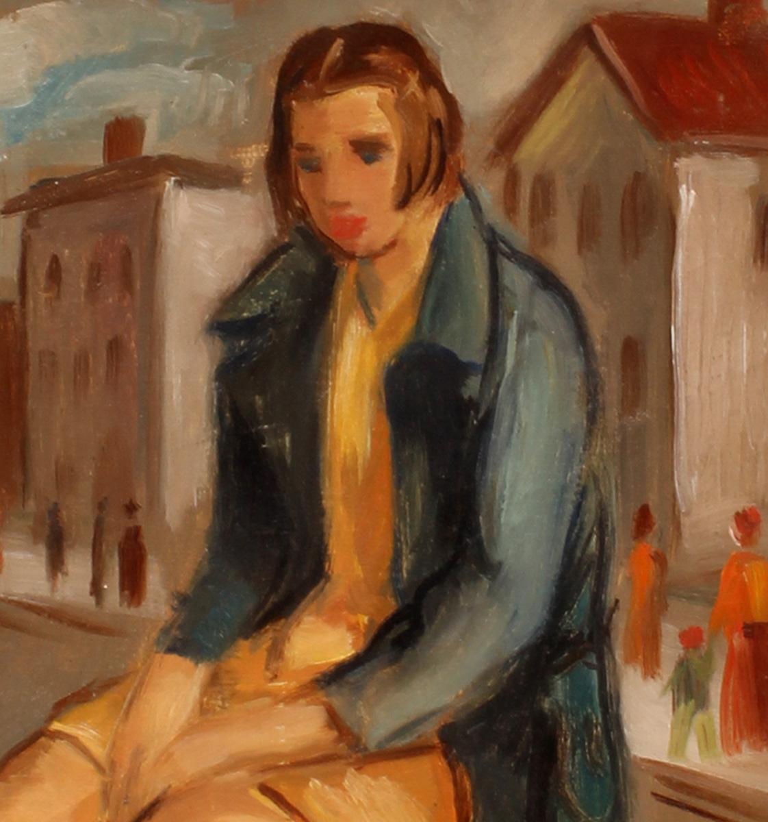 Woman in the city - American Modern Painting by Unknown