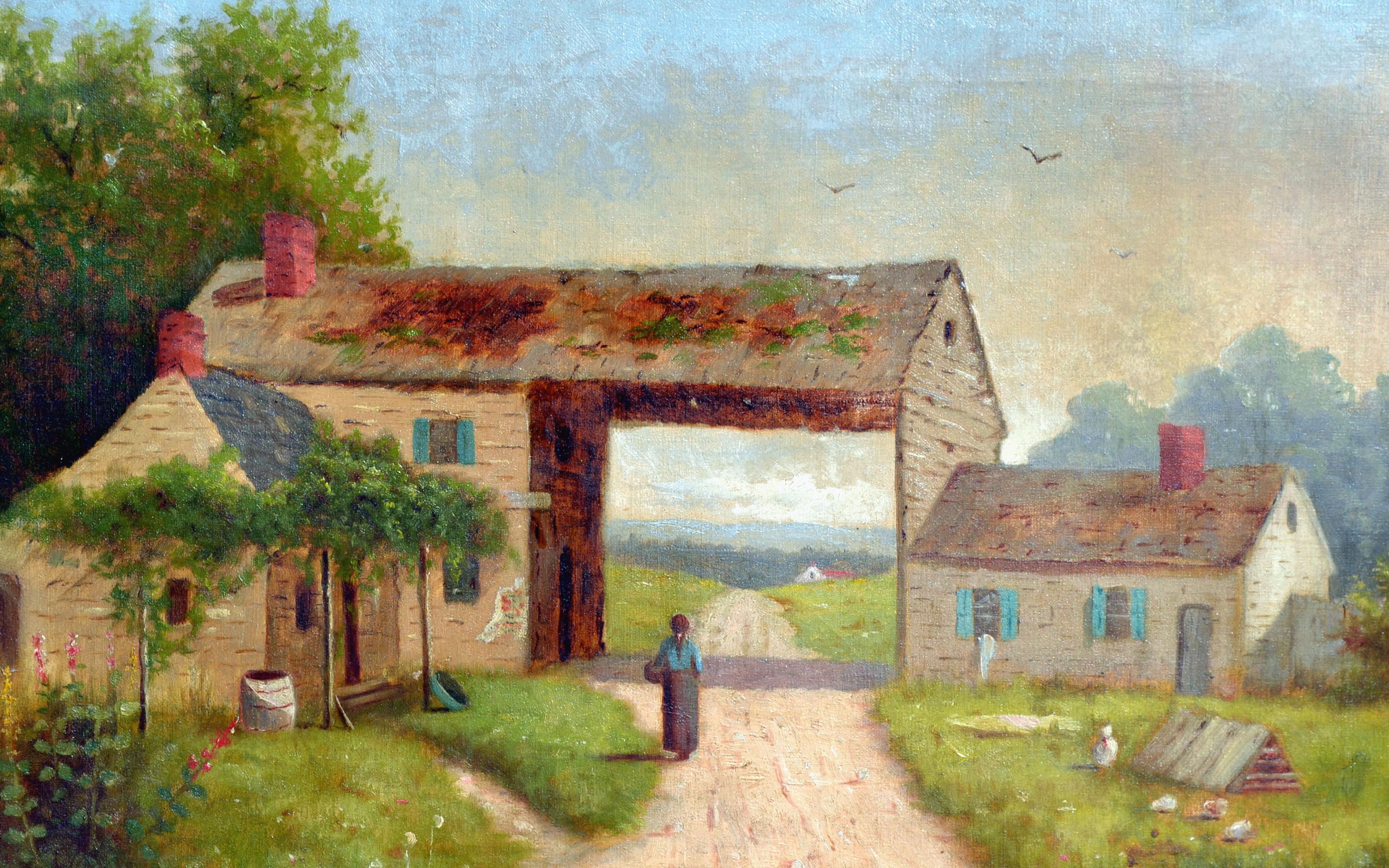 Farmstead Lane - Paesaggio figurativo degli anni '30 - Painting Impressionismo americano di S E George