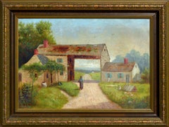 Farmstead Lane - 1930's Figurative Landscape 
