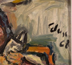 Mujer leyendo en un interior, pintura al óleo expresionista