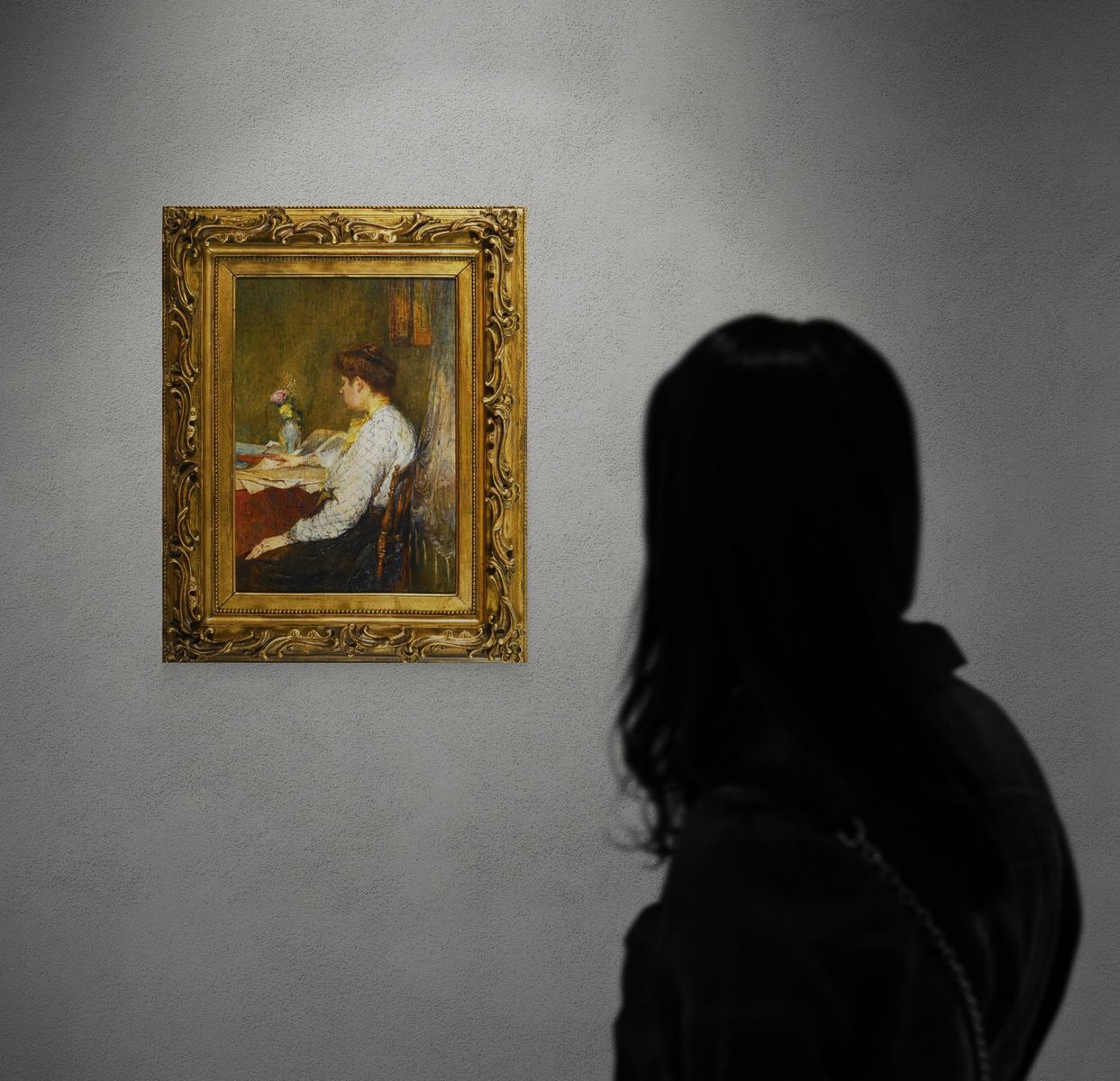 Woman Reading, Oil on canvas circa 1896 im Angebot 6