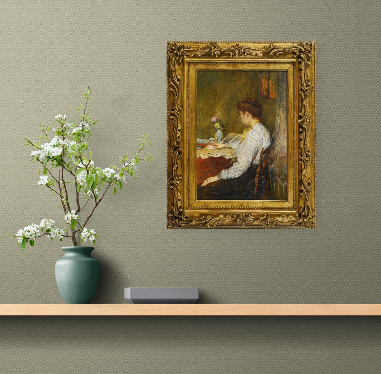 Woman Reading, Oil on canvas circa 1896 im Angebot 4