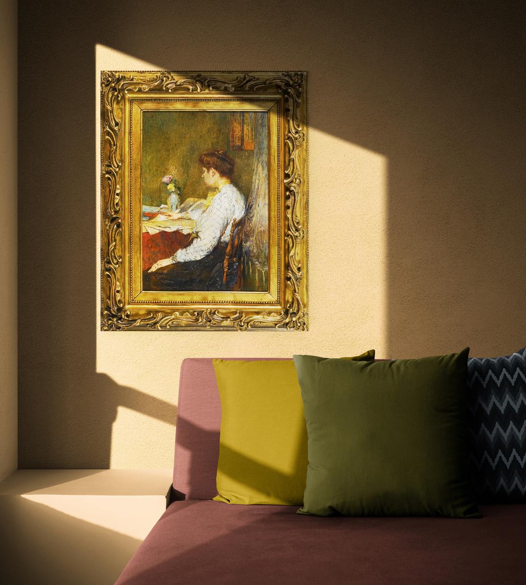 Woman Reading, Oil on canvas circa 1896 im Angebot 5