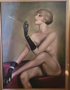 Woman with Cigarette and Black Stockings