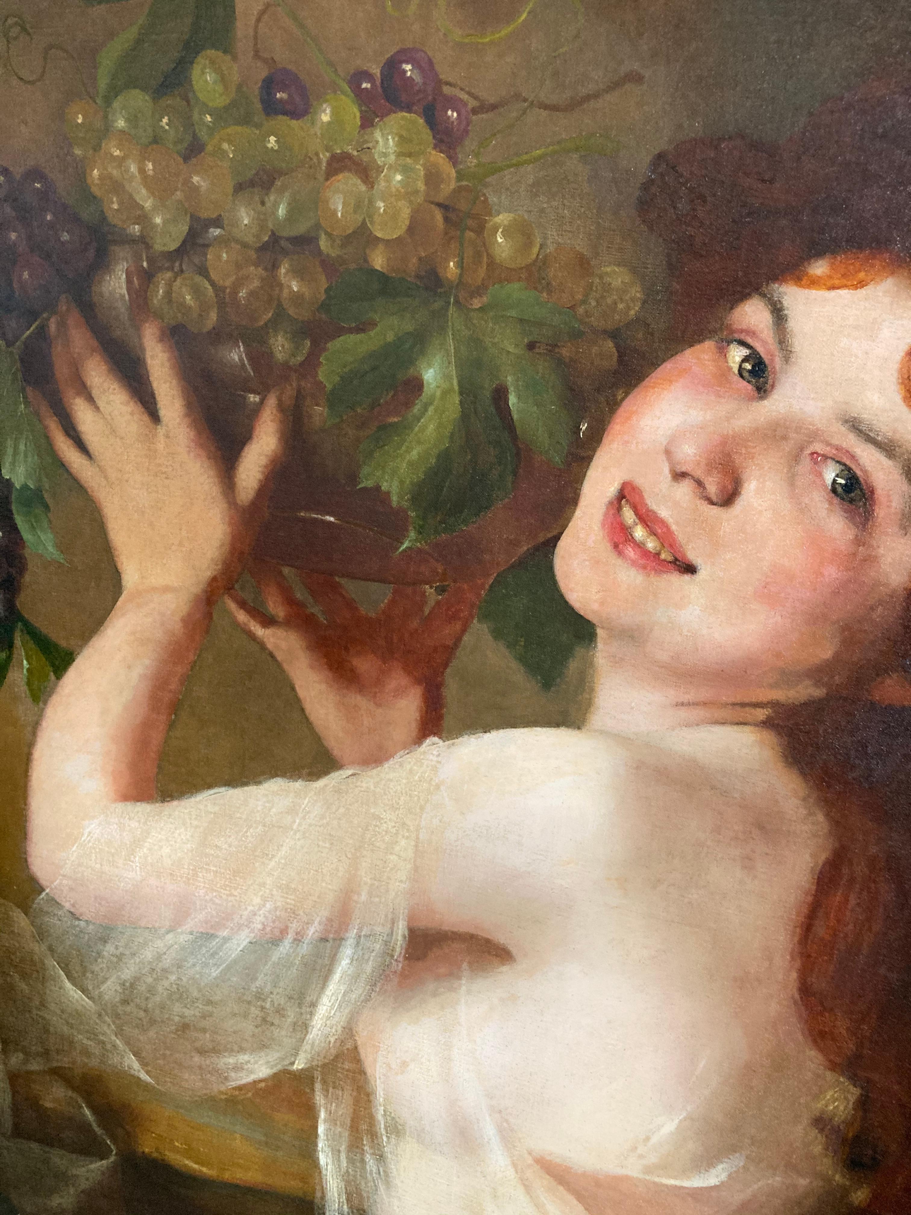 Woman With Grapes (ex. Mobile Museum of Art) - Painting by Unknown