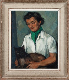 Donna con sciarpa verde