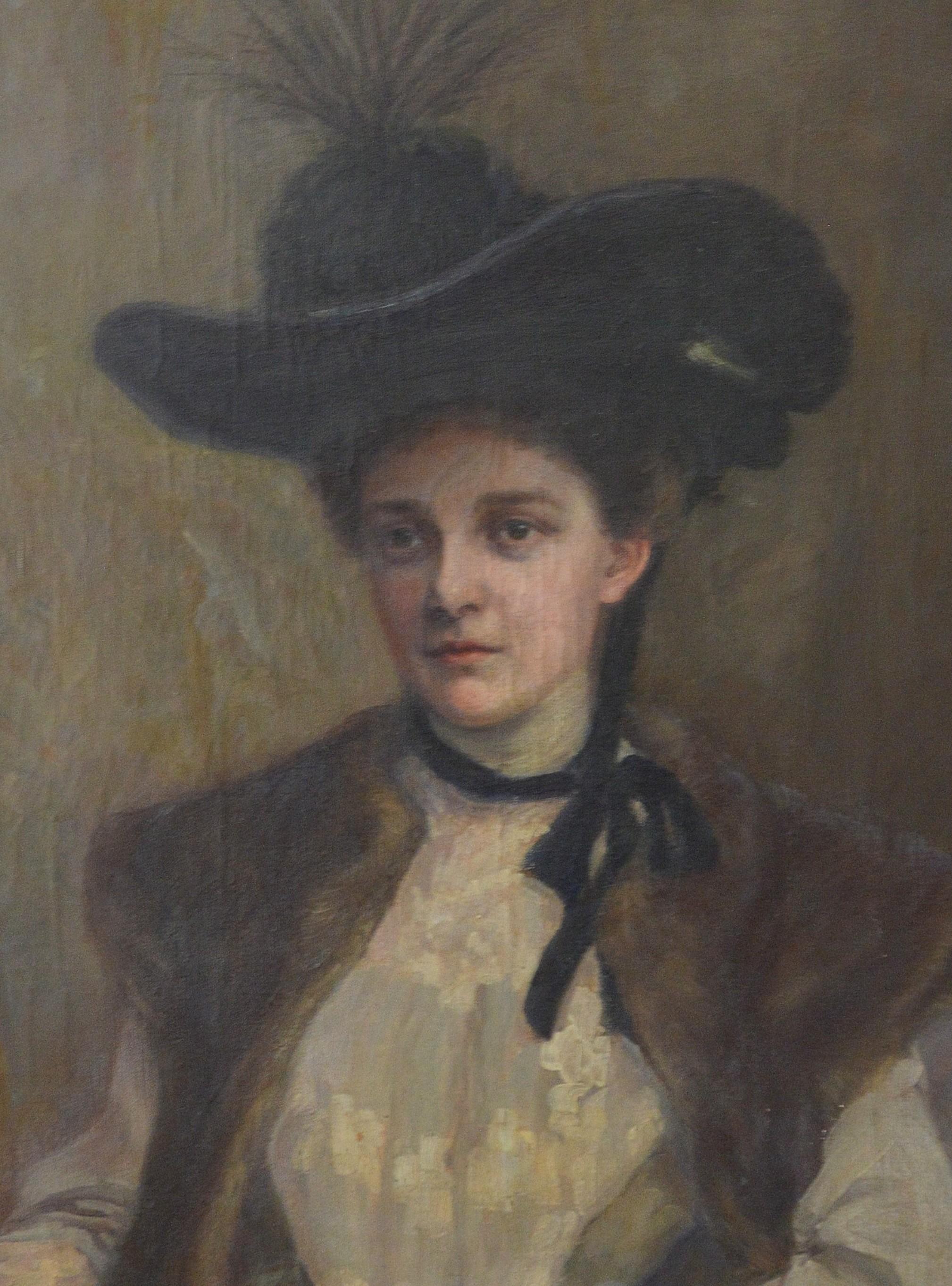 Woman with Hat Art Nouveau For Sale 1