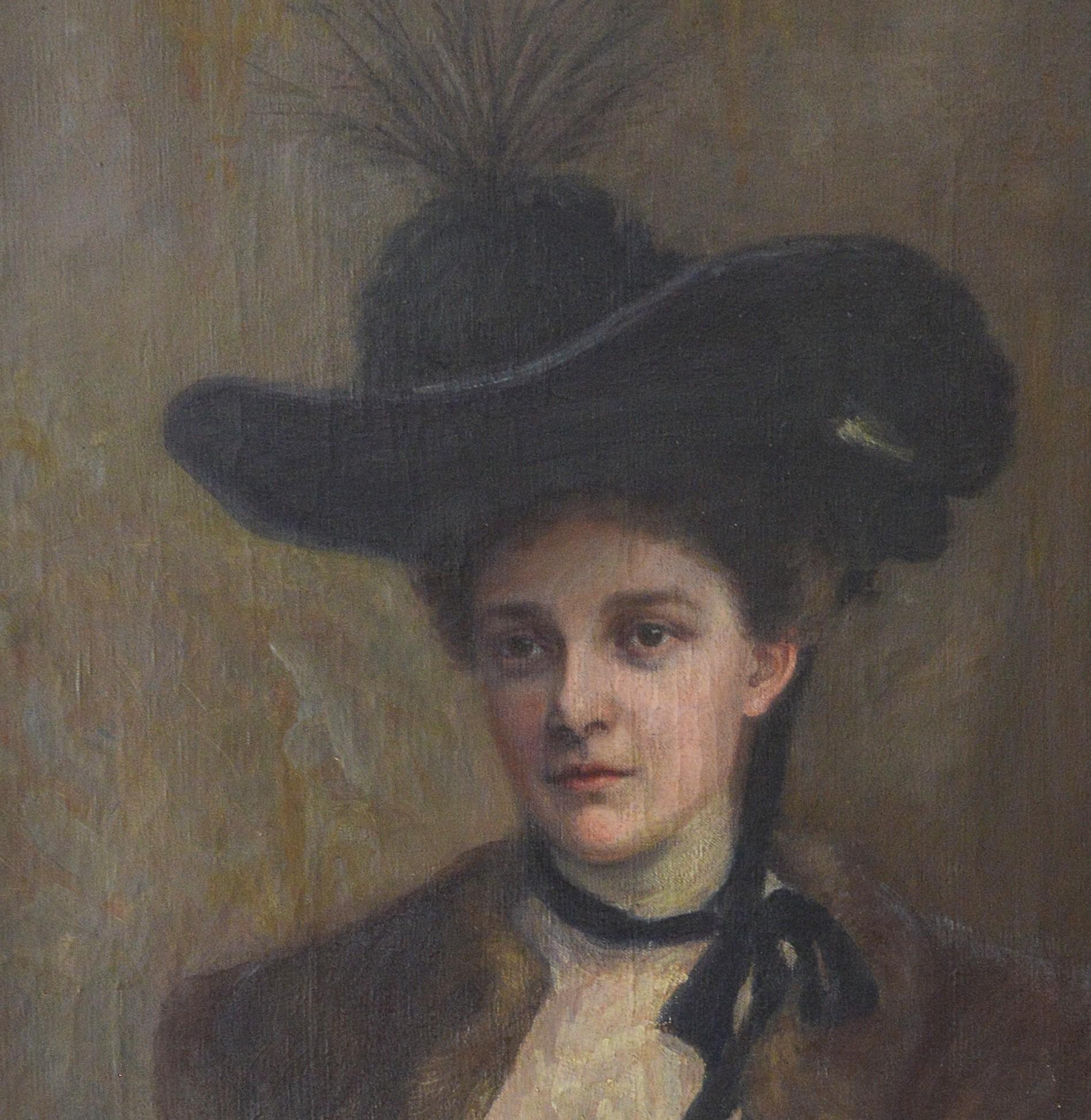 Woman with Hat Art Nouveau For Sale 2