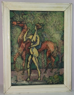 Woman with Horse Cubic Oil Painting