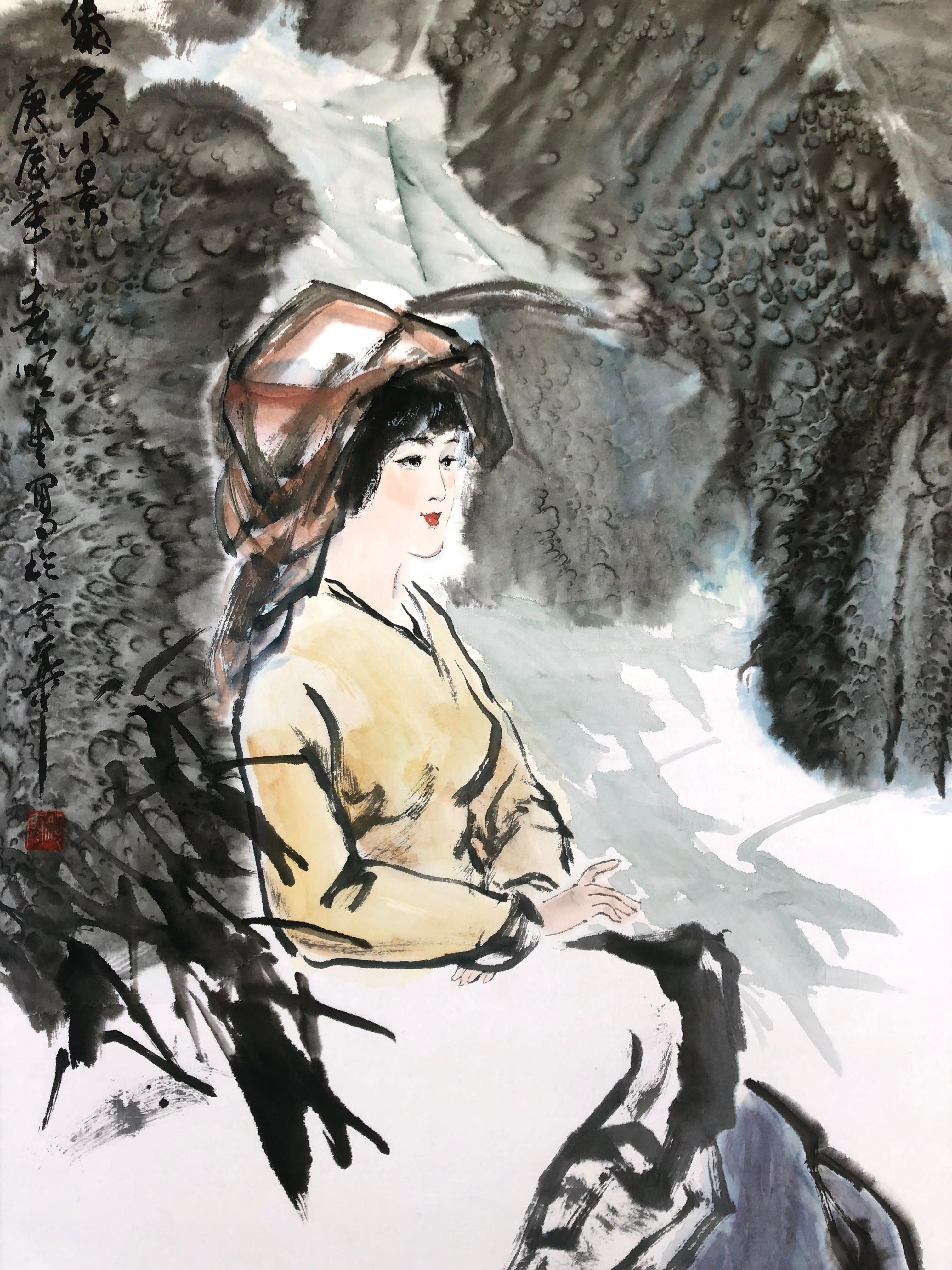 chinese ink painting woman