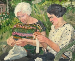 Frauen bei ihrer Arbeit, Öl auf Leinwand