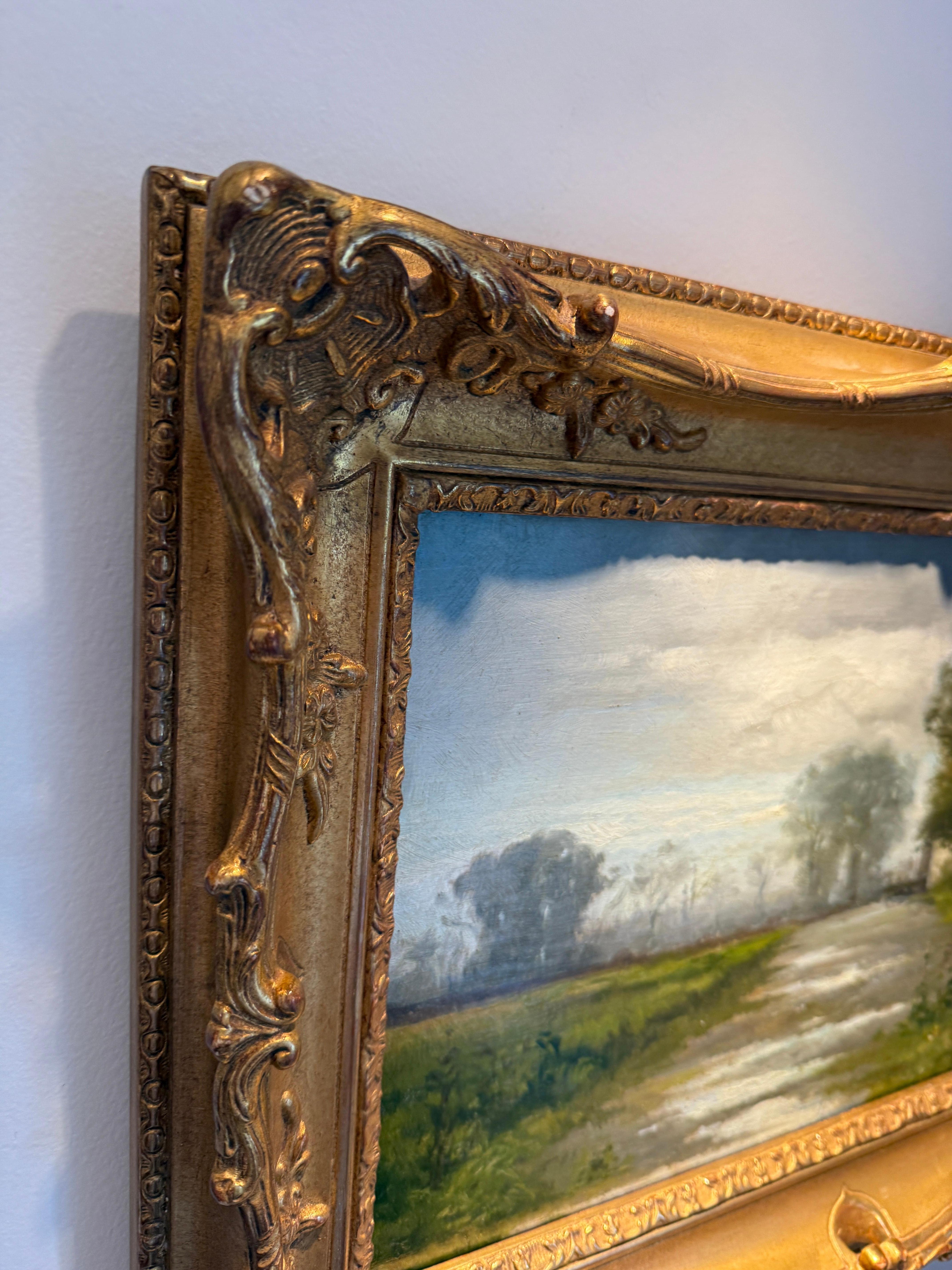 « Femmes dans une cour avec paysage nuageux » en vente 2