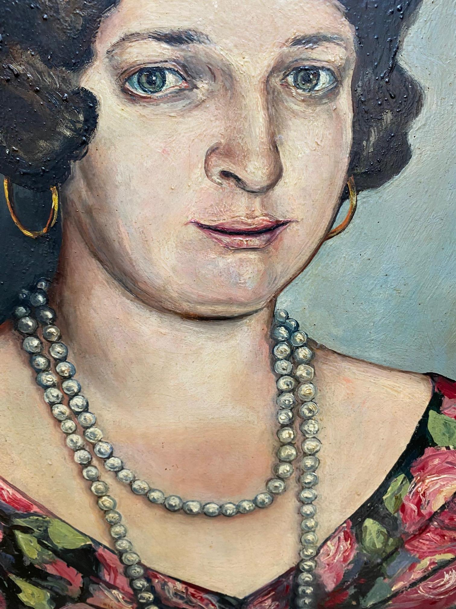 woman with pearl necklace painting
