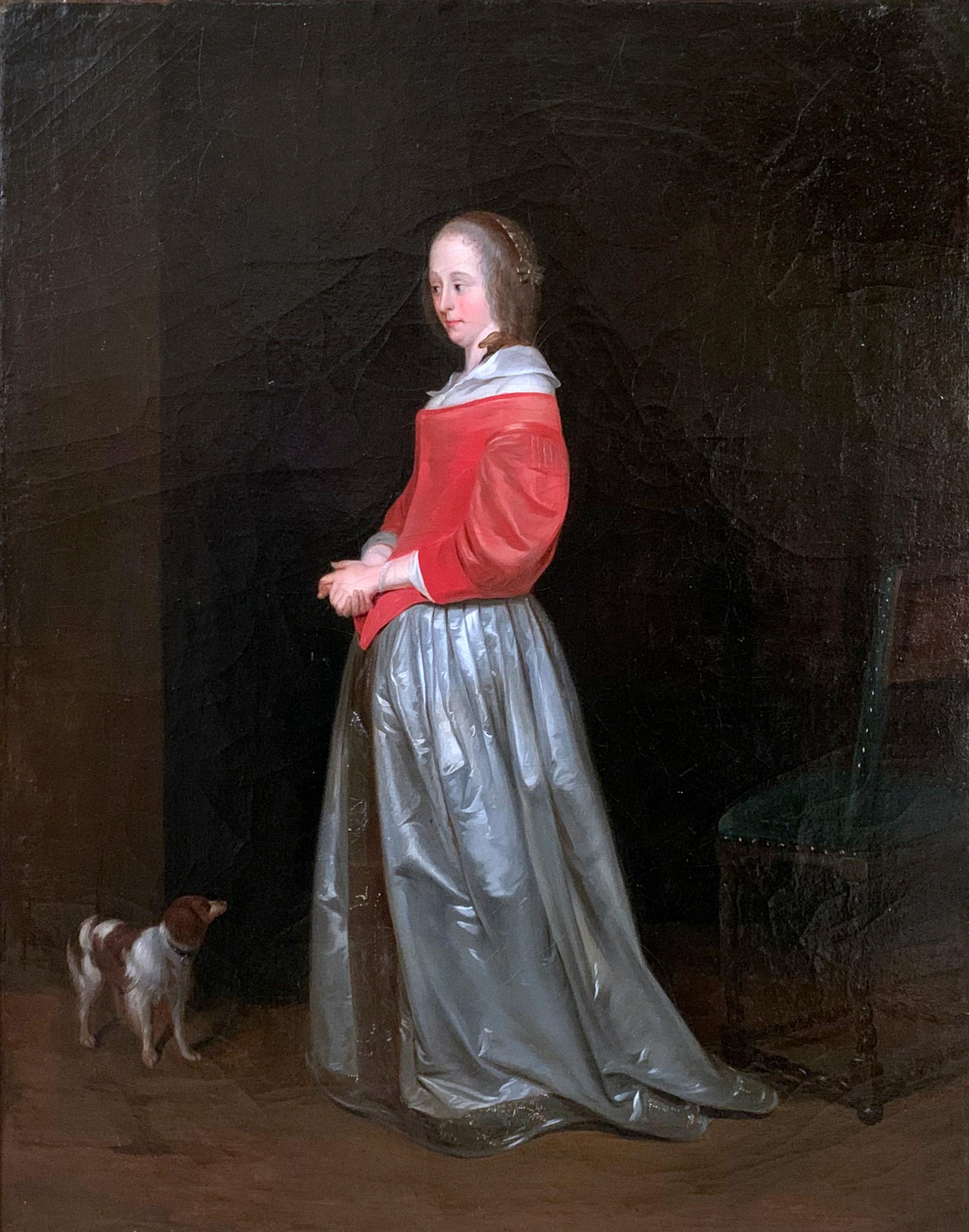 Mujer con perro (estilo) Gérard ter Borch (1617/1681) - Painting de Unknown