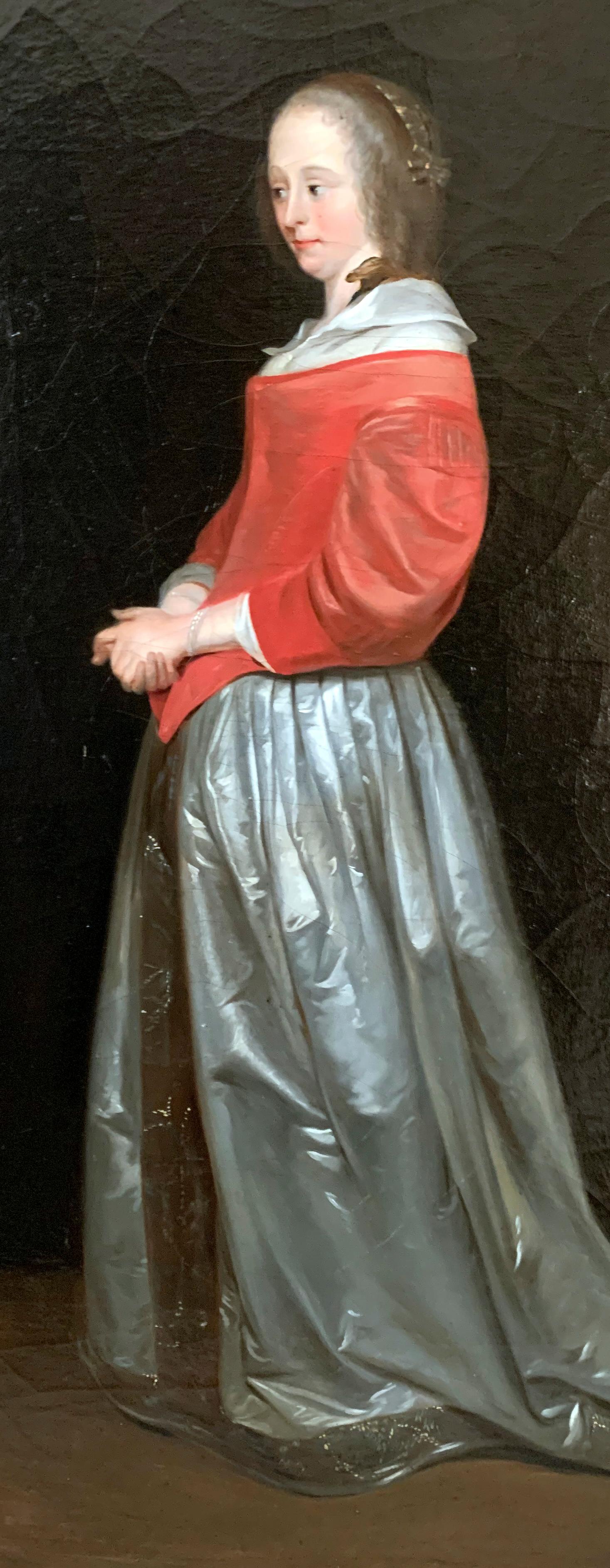 Mujer con perro (estilo) Gérard ter Borch (1617/1681) - Painting Escuela holandesa de Unknown