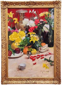 Maravilloso bodegón de mediados del siglo XX, Flores de colores, DEBE VER, Desconocido