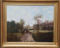 Woodland Landscape with Figure - Impressionist 1920s art figurative oil painting
